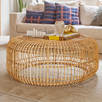 Mesa Centro Laiso Rattan Trançado Bahali 100x40cm
