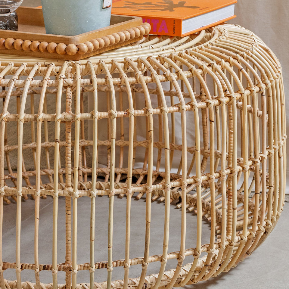 Mesa Centro Laiso Rattan Trançado Bahali 80x40cm