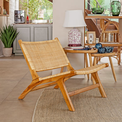 Poltrona Teak Rattan Bahali 64x73x68cm