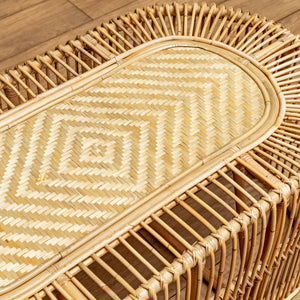 Mesa Centro Mandola Retangular em Rattan Trançado Bahali 110x60x45cm
