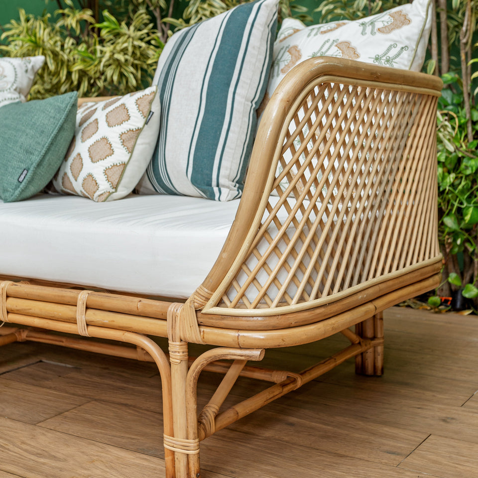 Sofá 3 Lugares Mandola Rattan Trançado Bahali 210x90x70cm