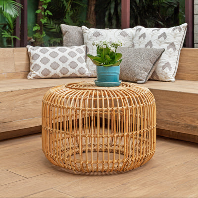 Mesa Centro Laiso Rattan Trançado Bahali 60x40cm