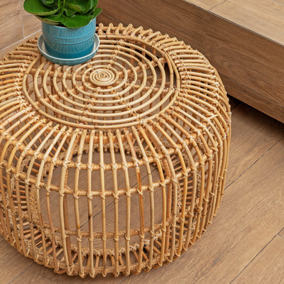 Mesa Centro Laiso Rattan Trançado Bahali 60x40cm