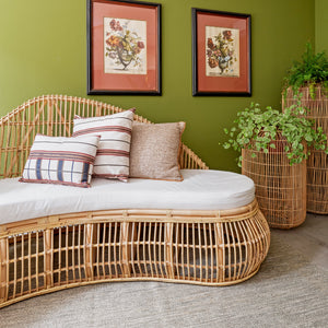 Sofá Curvo Mandola Rattan Trançado Bahali 250x80x110cm