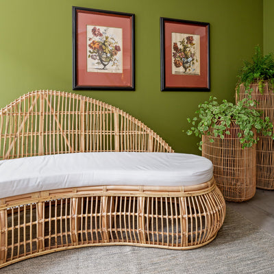 Sofá Curvo Mandola Rattan Trançado Bahali 250x80x110cm