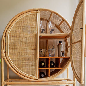 Armário Circular Adega Mandola Rattan Trançado Bahali 160x90x40cm