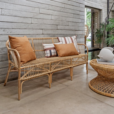 Sofá 3 Lugares Core Rattan Trançado Bahali 180x61x84cm