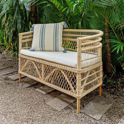 Sofá 2 Lugares Pitrit Rattan Bahali 120x65x82cm