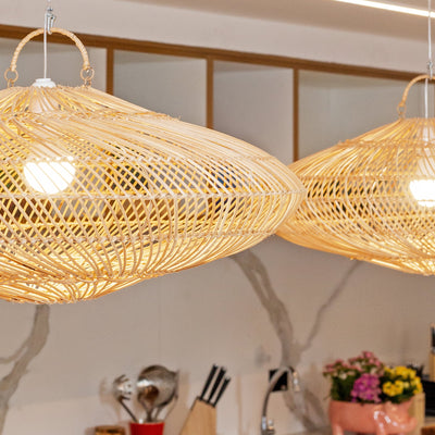 Luminária Artesanal Rattan Natural Gaia 75x30cm Bahali