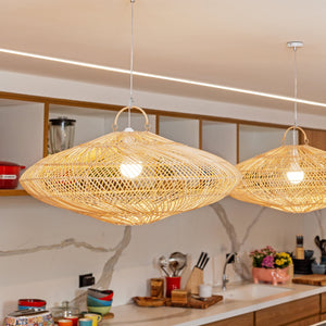 Luminária Artesanal Rattan Natural Gaia 75x30cm Bahali