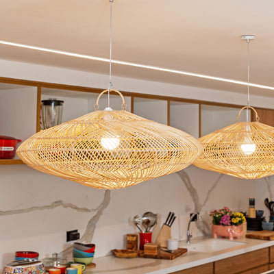 Luminária Artesanal Rattan Natural Gaia 75x30cm Bahali