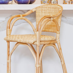 Banqueta Alta Anyam Rattan Bahali 42x44x105cm