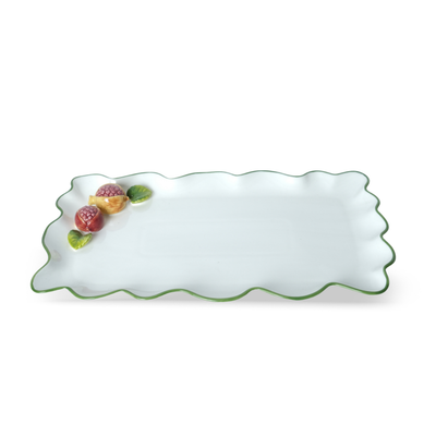 Bandeja Retangular Porcelana Romã 37cm