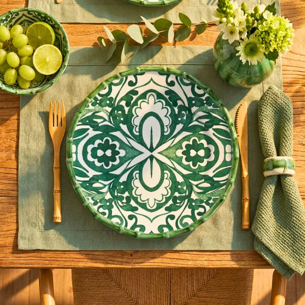 Jogo 4 Pratos de Sobremesa Cerâmica Dolce Mare Verde 20cm Maison Blanche