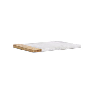 Tábua Retangular Mármore e Madeira Branca 33cm Mart