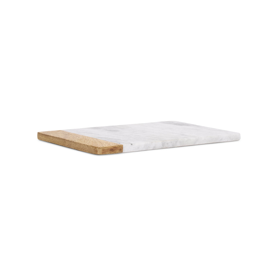 Tábua Retangular Mármore e Madeira Branca 33cm Mart
