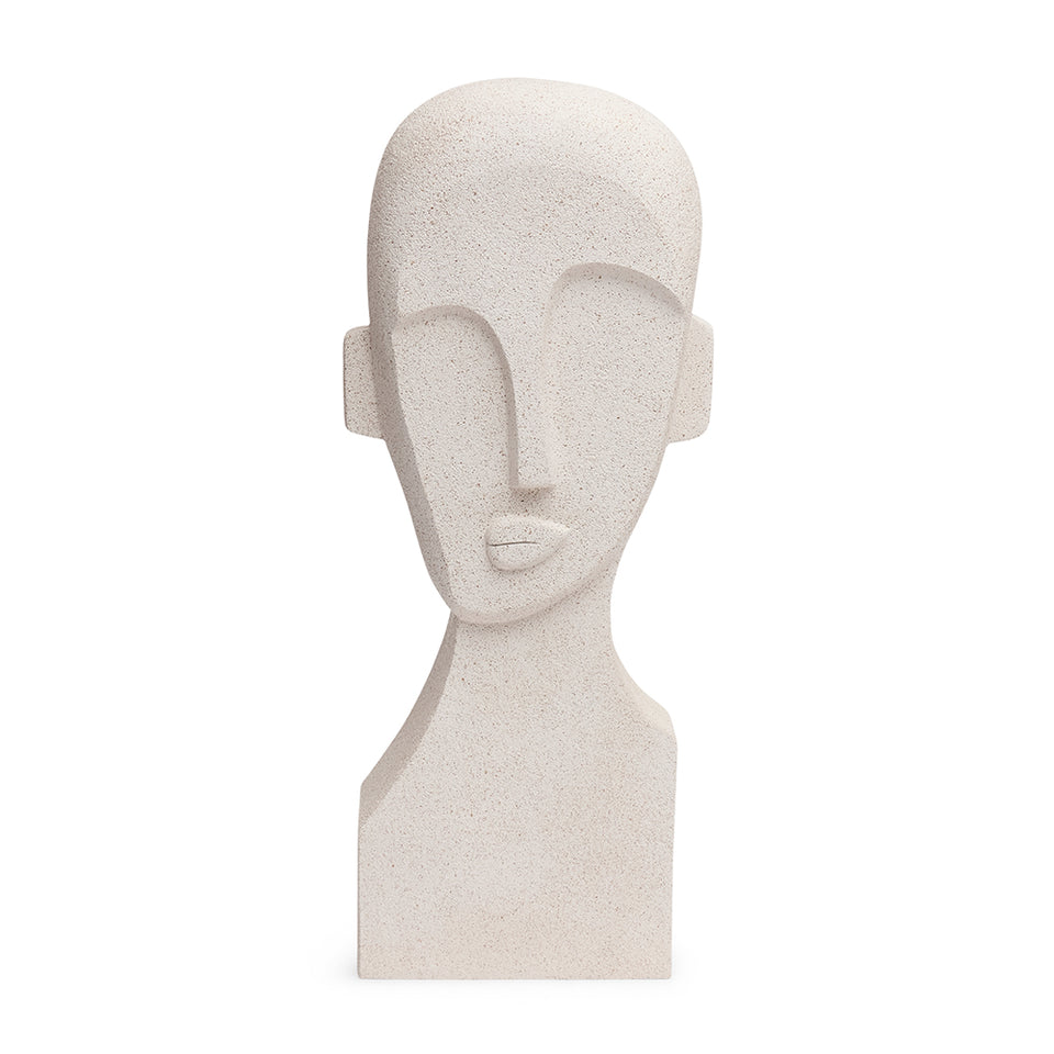 Escultura Face em Poliresina Bege Mart 45x18x12,5cm