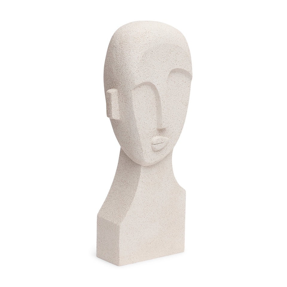 Escultura Face em Poliresina Bege Mart 45x18x12,5cm