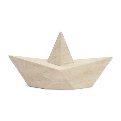 Escultura Barco em Poliresina Bege Mart 10,5x19x7,5cm