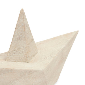 Escultura Barco em Poliresina Bege Mart 10,5x19x7,5cm