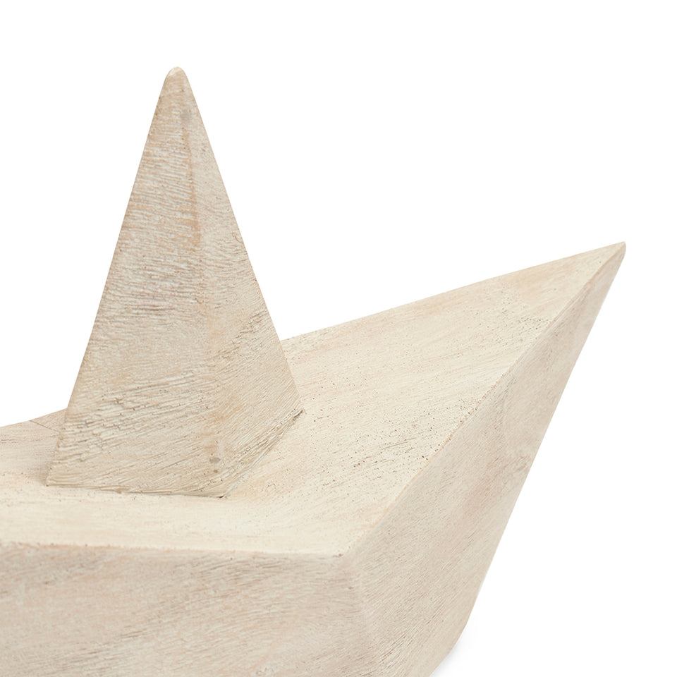 Escultura Barco em Poliresina Bege Mart 10,5x19x7,5cm
