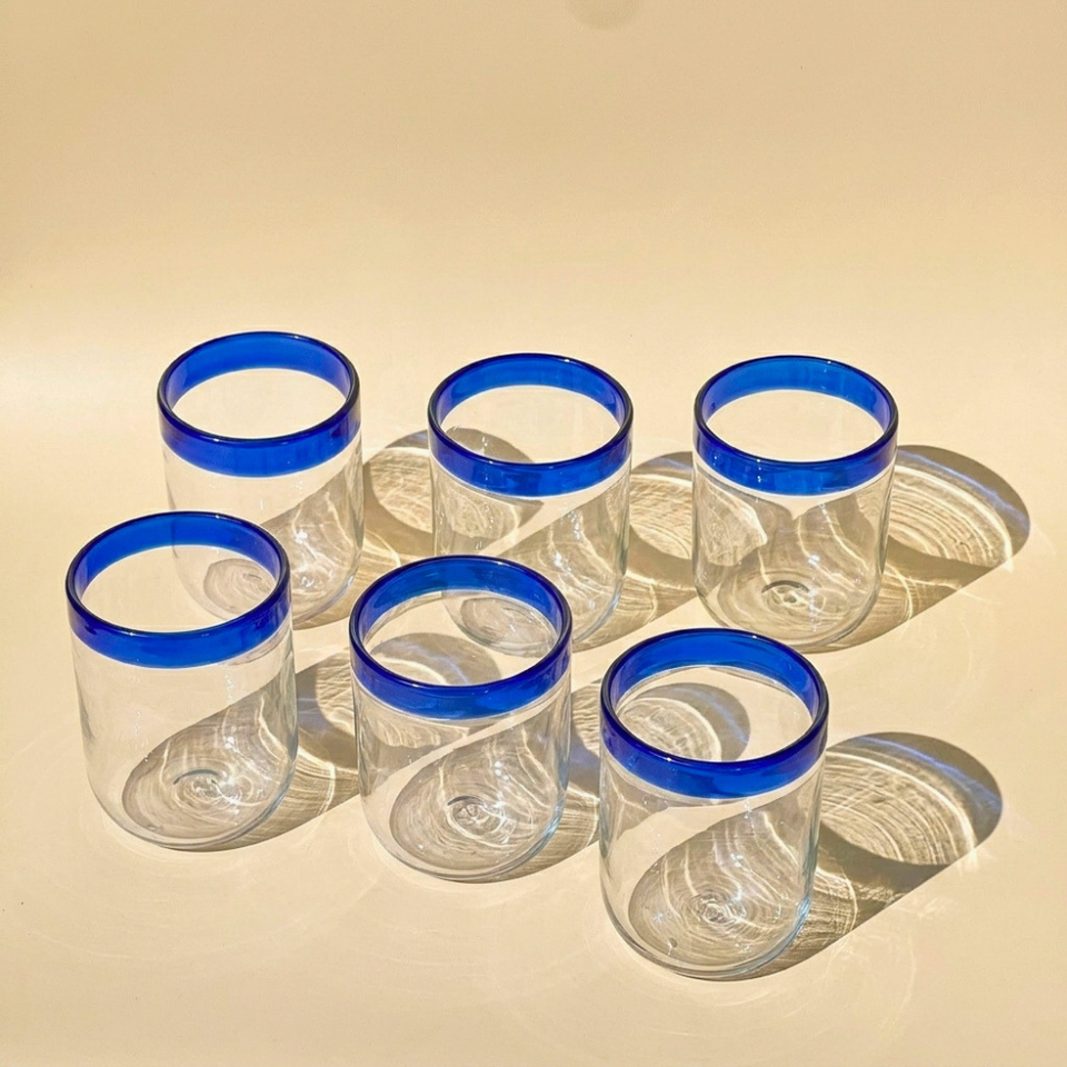 Jogo de 6 Copos Orilla Vidro Azul 480ml