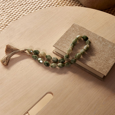 Escultura Colar em Resina e Juta 3x17x3cm Verde Mart