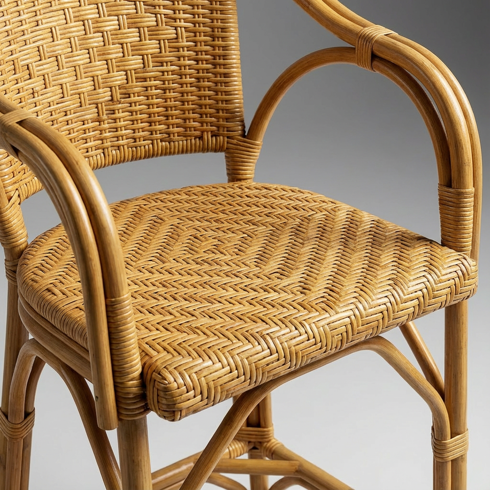 Banqueta Alta Anyam Rattan Bahali 42x44x105cm