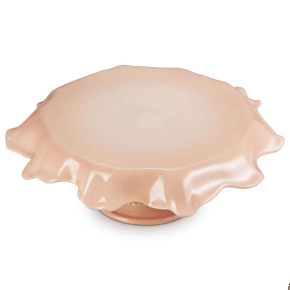 Suporte para Bolo Cerâmica Ruffle Shell Pink 28cm Le Creuset