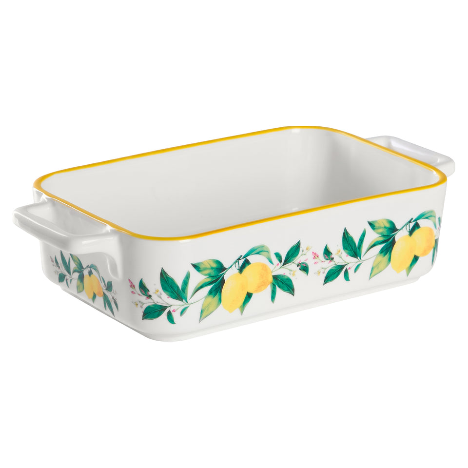 Conjunto 3 Travessas Retangular Refratária Cerâmica Limão Siciliano