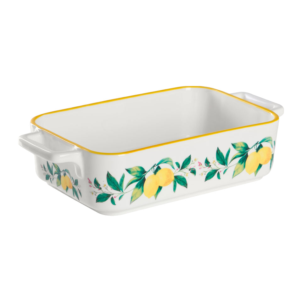 Conjunto 3 Travessas Retangular Refratária Cerâmica Limão Siciliano
