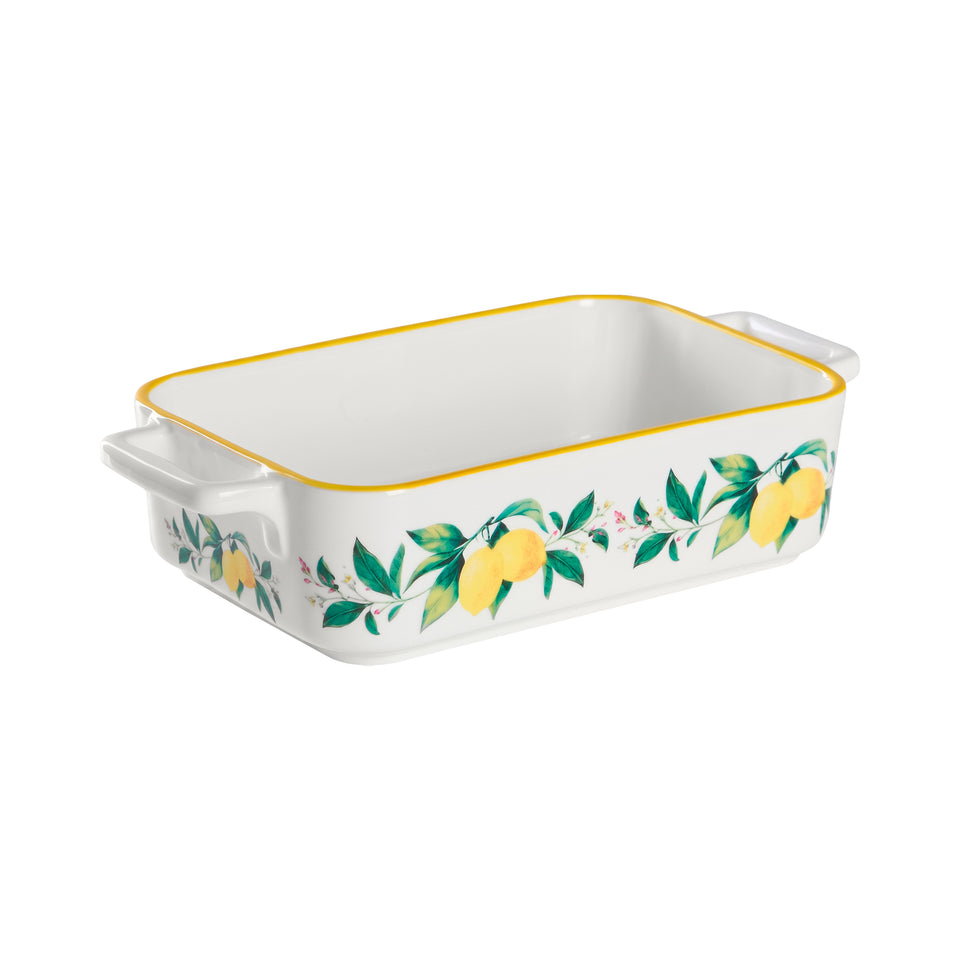 Conjunto 3 Travessas Retangular Refratária Cerâmica Limão Siciliano