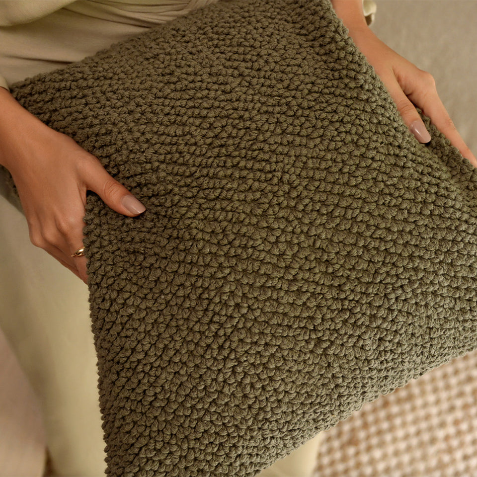 Almofada em Algodão Bouclé Verde 48x48cm Mart