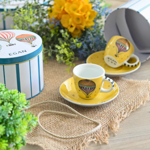 Conjunto 2 Xícaras Espresso com Pires 100ml Amarelo Giramondo Egan
