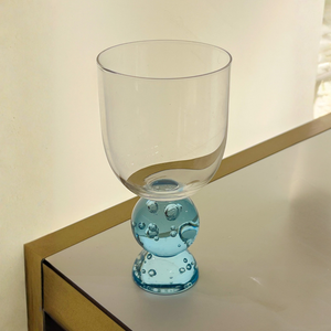 PRÉ-VENDA: Conjunto 6 Taças Vidro Base Esfera Luna Pequena Azul Linha Sintonia 400ml