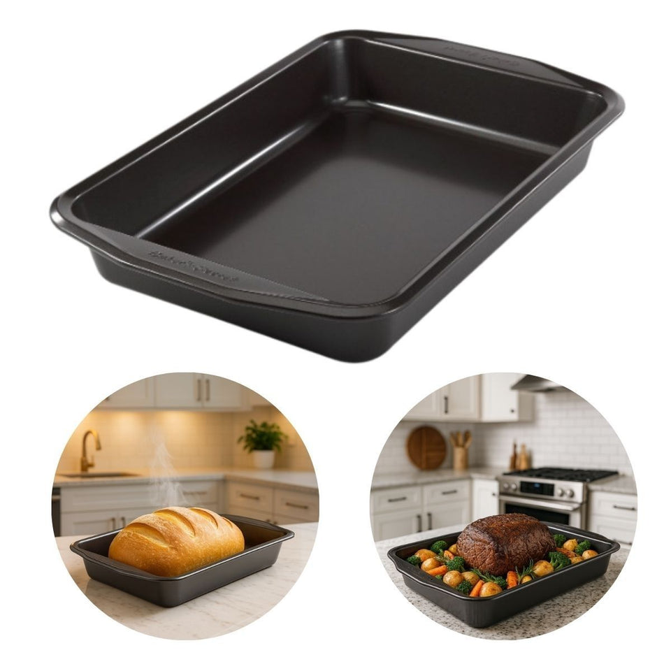 Assadeira Forma Retangular Antiaderente Aço Carbono 42cm Média