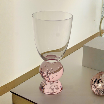 Conjunto 6 Taças Vidro Base Esfera Luna Média Rosa Linha Sintonia 370ml