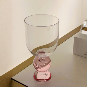 Conjunto 6 Taças Vidro Base Esfera Luna Pequena Rosa Linha Sintonia 400ml