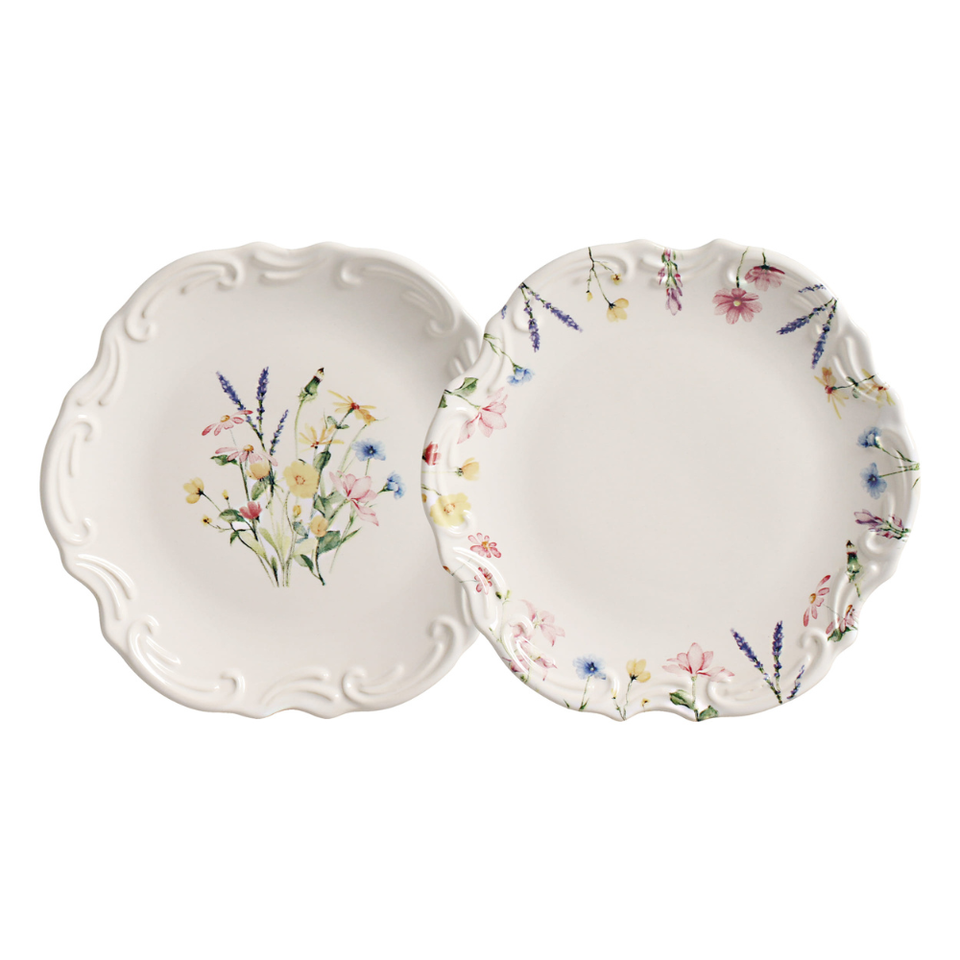 Jogo 6 Pratos Sobremesa Cerâmica Primavera 20cm Scalla