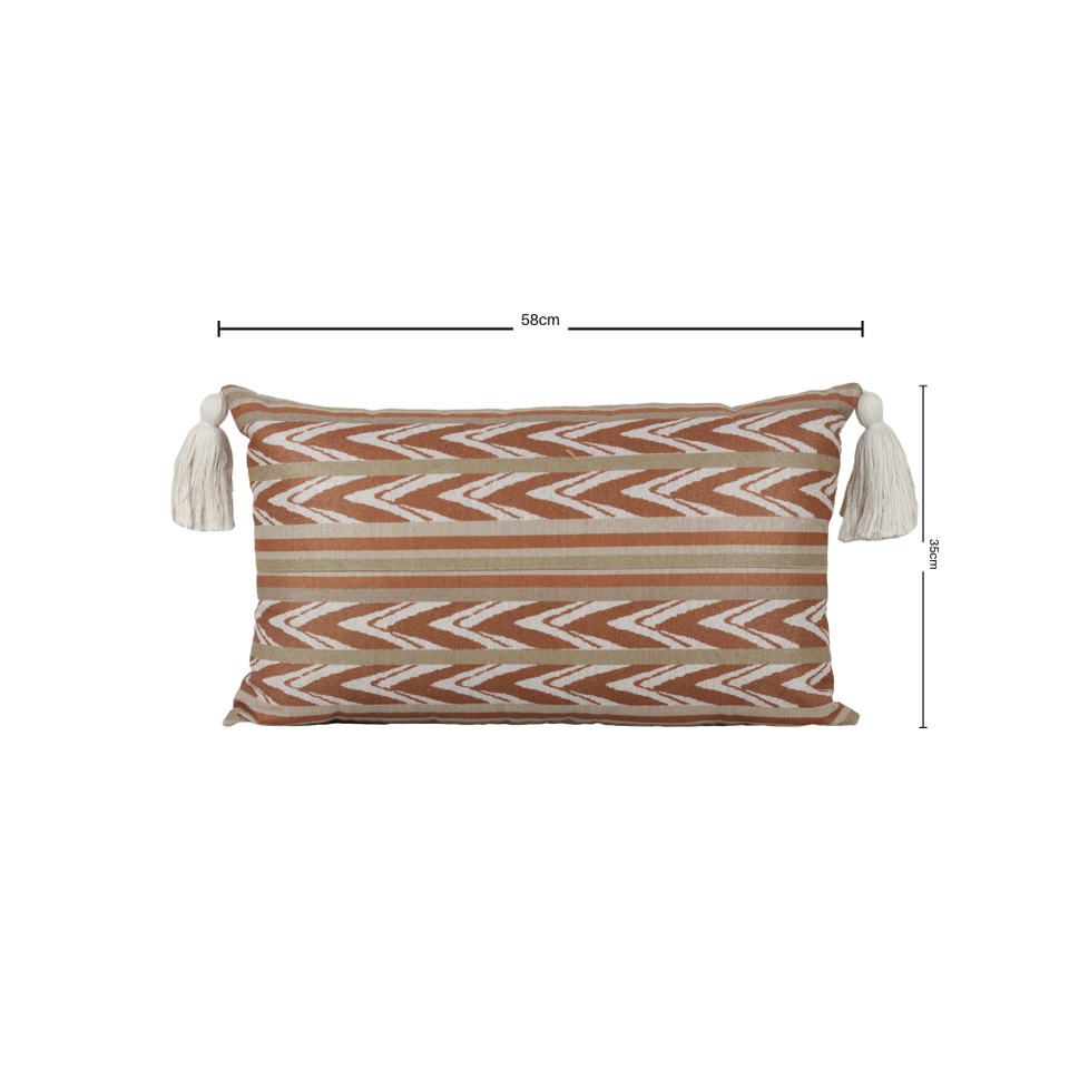 Almofada Linho 35X58 Ikat Terracota Tassel