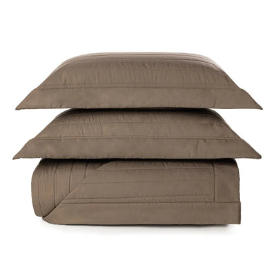 Jogo de Colcha Queen Monteleone 3 Pçs 200 Fios Percal 100% Algodão Marrone Trussardi