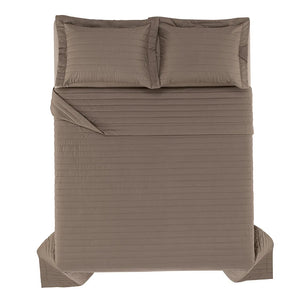 Jogo de Colcha Queen Monteleone 3 Pçs 200 Fios Percal 100% Algodão Marrone Trussardi