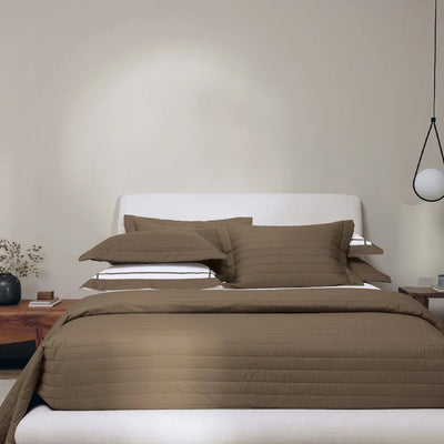 Jogo de Colcha King Monteleone 3 Pçs 200 Fios Percal 100% Algodão Marrone Trussardi