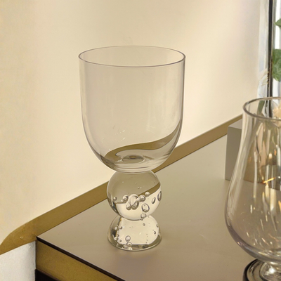 PRÉ-VENDA: Conjunto 6 Taças Vidro Base Esfera Luna Pequena Transparente Linha Sintonia 400ml