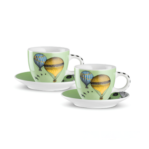 Conjunto 2 Xícaras Espresso com Pires 100ml Verde Giramondo Egan