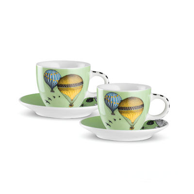 Conjunto 2 Xícaras Espresso com Pires 100ml Verde Giramondo Egan