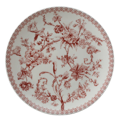 Jogo 4 Pratos de Sobremesa New Bone China Hortênsia Bordô Borda Dourada 19cm L'Hermitage