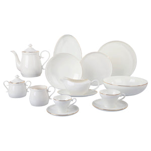 Aparelho de Jantar Lisse 46 Pçs Fine Bone China Filado Dourado L'Hermitage