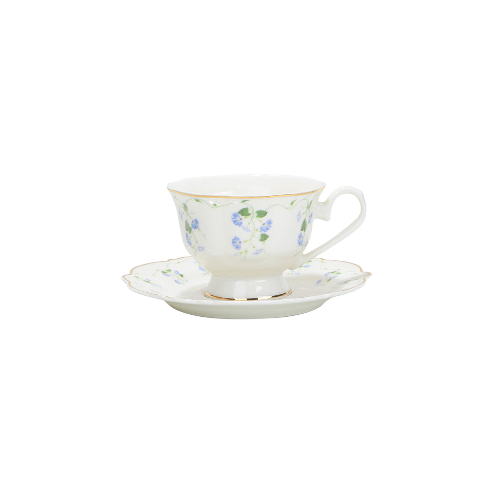 Jogo 6 Xícaras de Café com Pires New Bone China Royal Romantic 80ml L'Hermitage