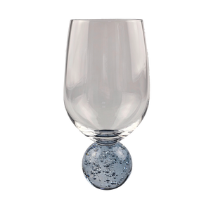 Conjunto 6 Taças de Vidro Transparente base Esfera Azul Bubble 400ml